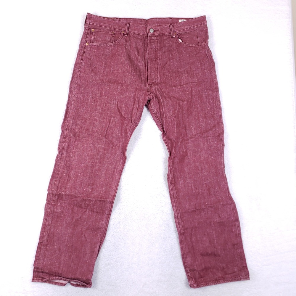 Levi's 501 White Oak Cone Denim Mens 40x32 Red Jeans Button Fly Heritage